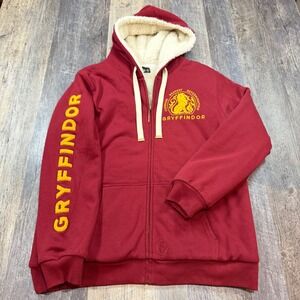 Harry‎ Potter Wizarding World Gryffindor Sherpa Lined Zip Hoodie Maroon Mens M